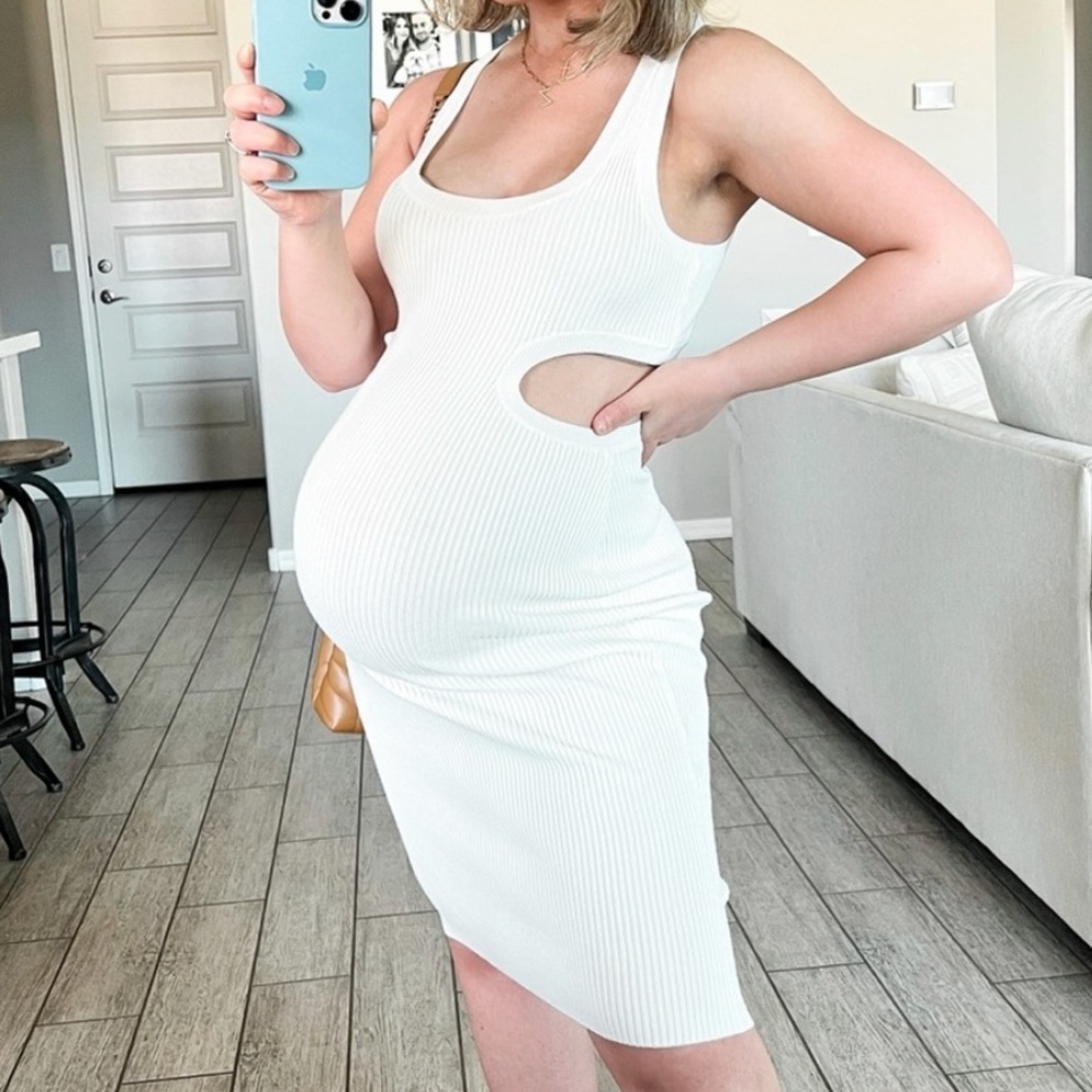 Elevated Knit Side Cutout ribbed midi dress - Picture 5 of 9